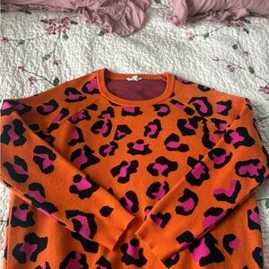 BiBi Orange and Pink Leopard Print Sweater